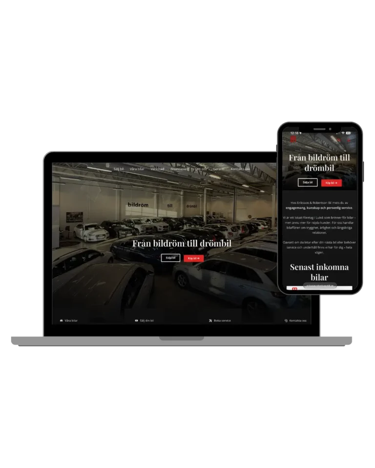 Macbook med bild på hemsida echo media utvecklat