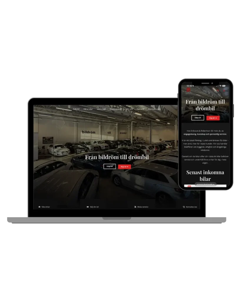 Macbook med bild på hemsida echo media utvecklat